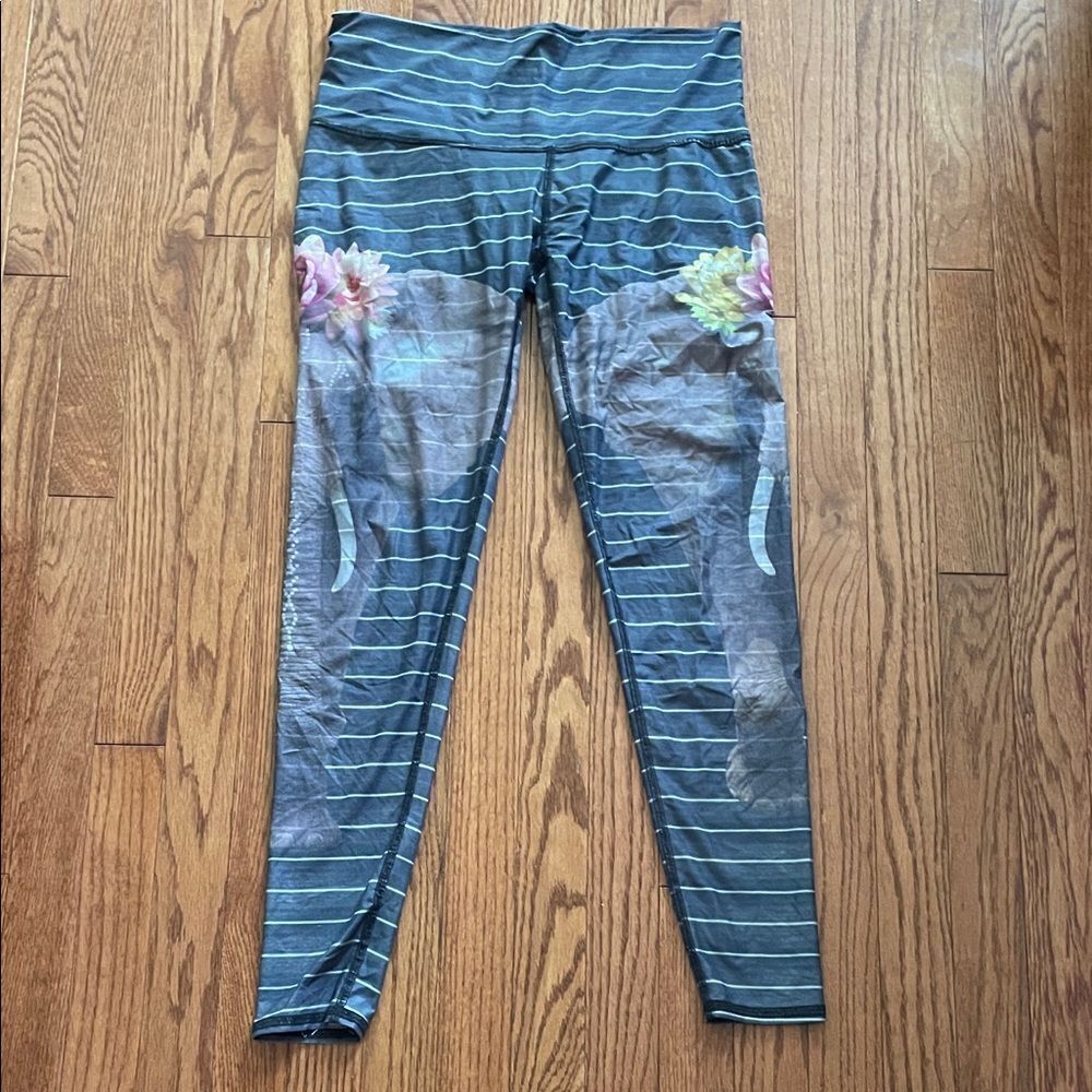 Teeki Elephant Striped Leggings Women’s Sz Large